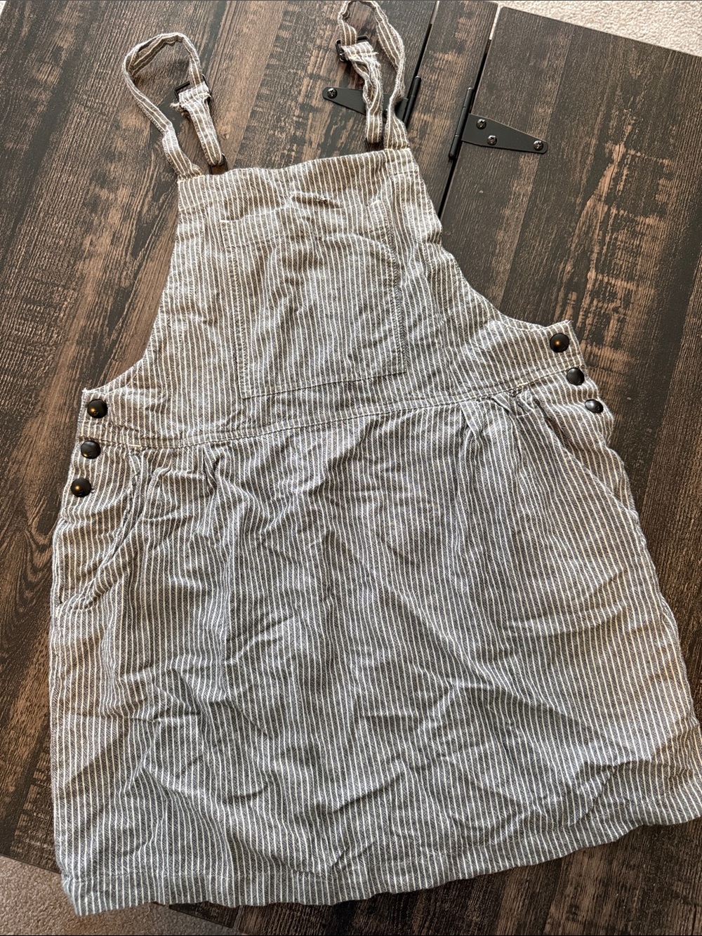 Volcom Striped Overall Dress - Gray & White size small